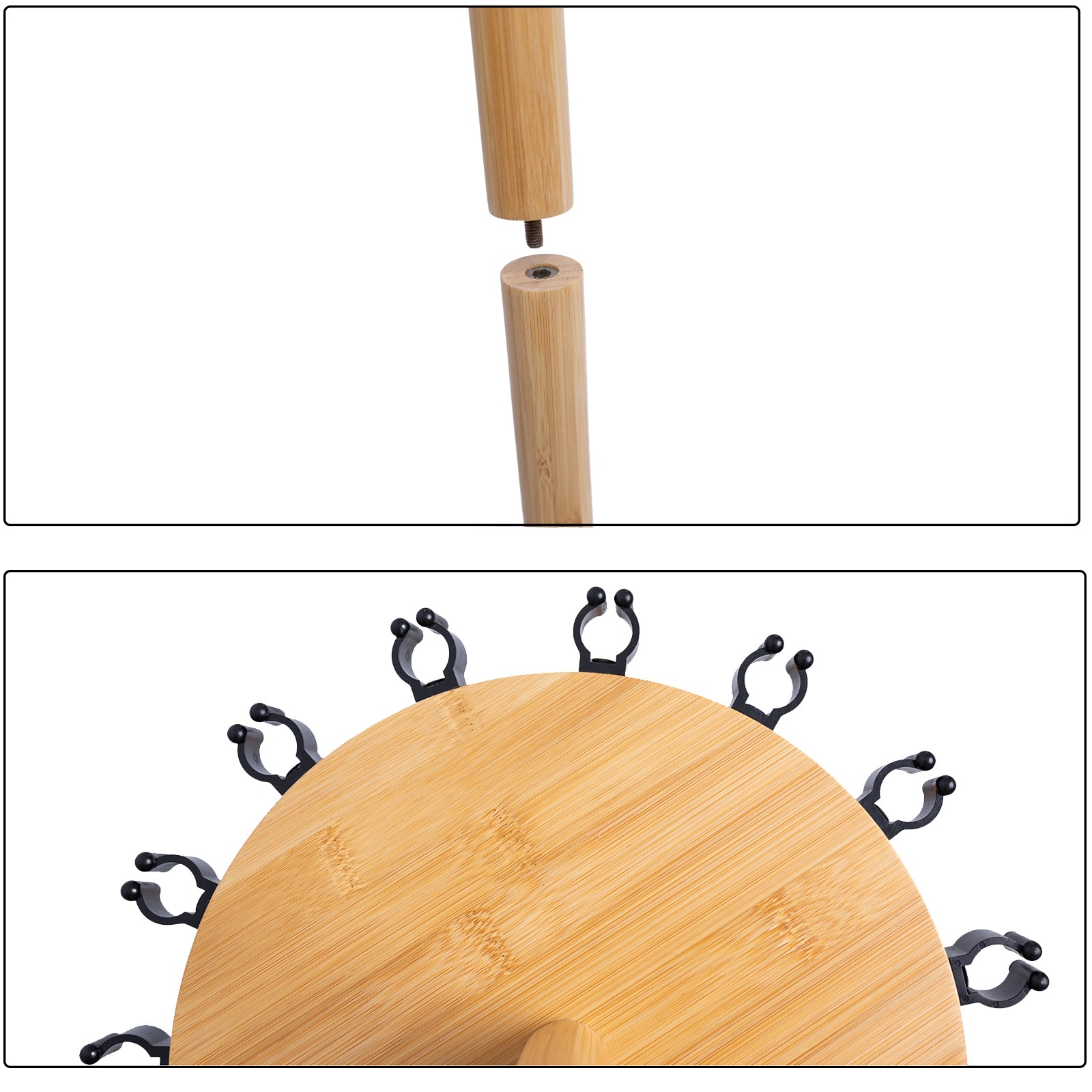 Fishing Pole Rod Racks—Floor Stand Bamboo Round rods holder for 15 Fishing Poles