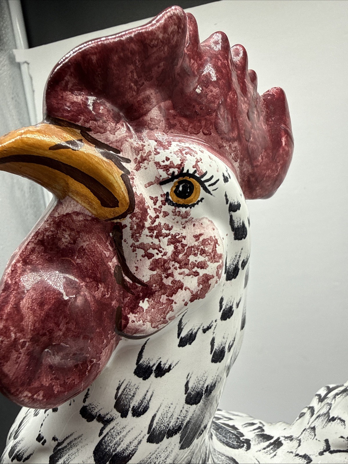 Stunning Speckled Rooster Sculpture-Italy Intrada Ceramic-16"H