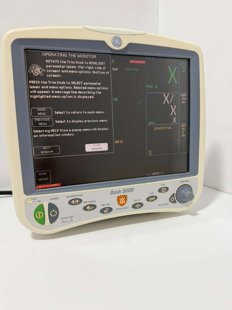 GE Dash 5000 Patient Monitor Masimo BP, SP02, Temp, C02, NBP, EGC