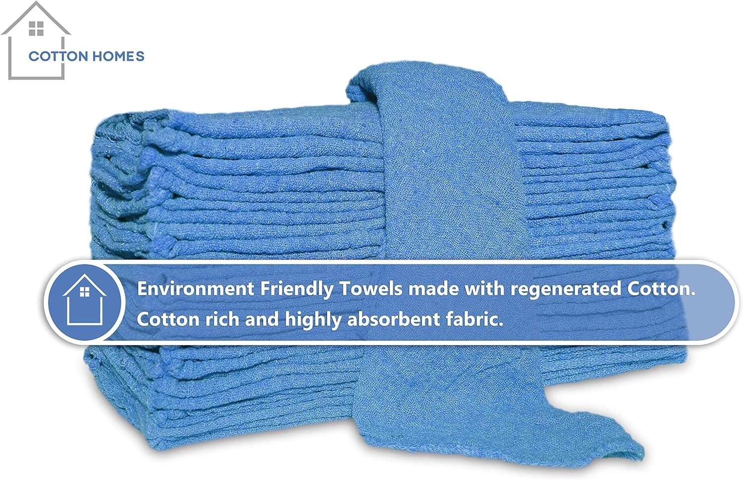 100 INDUSTRIAL SHOP RAGS / CLEANING TOWELS BLUE WITH 10 FREE SHOP TOWELS