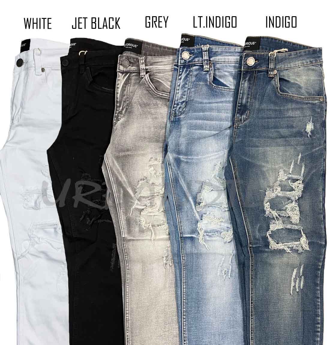 Men's Stretch Slim Distressed Jeans Ripped Jeans Denim Pants