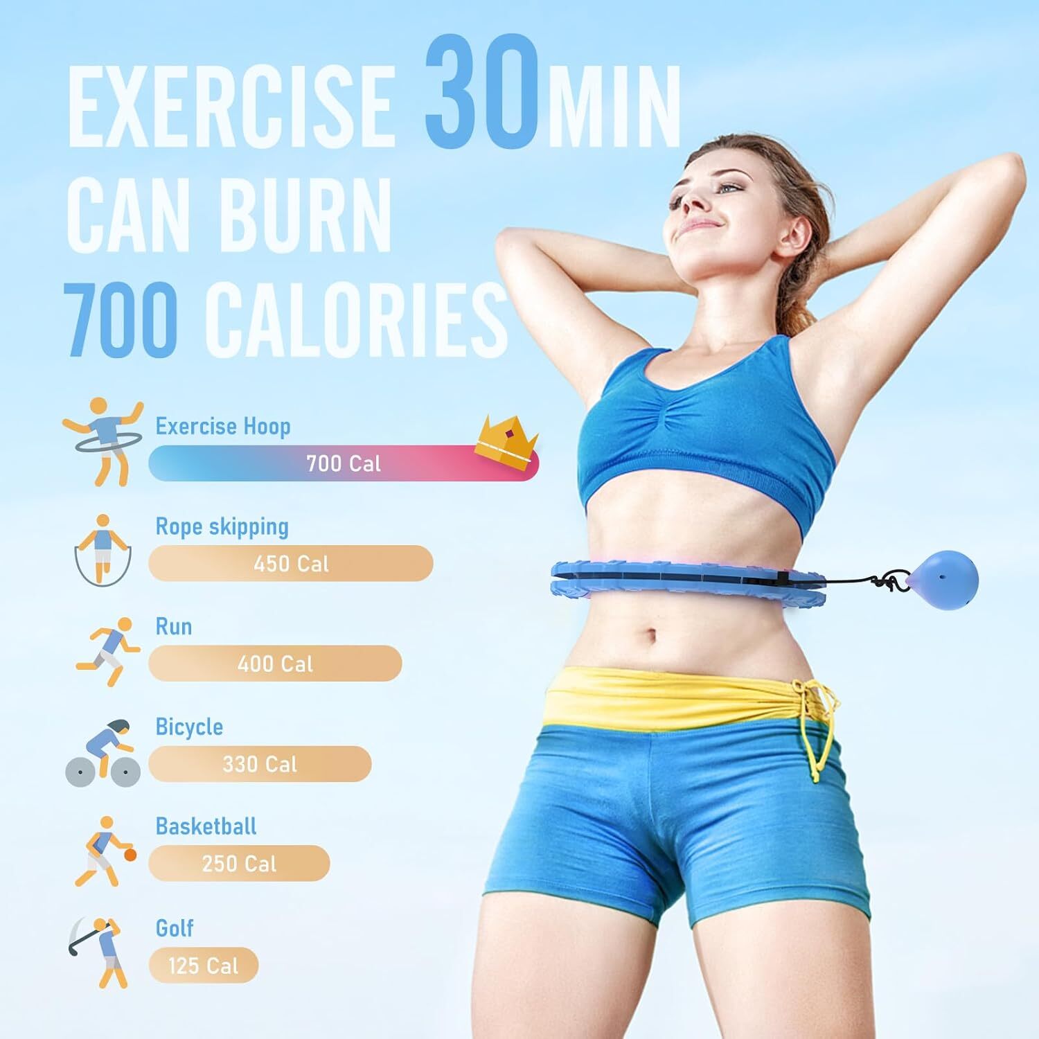 Infinity Hoop Fit Plus Size 47", Weighted Hula Hoops for Adults Weight Loss