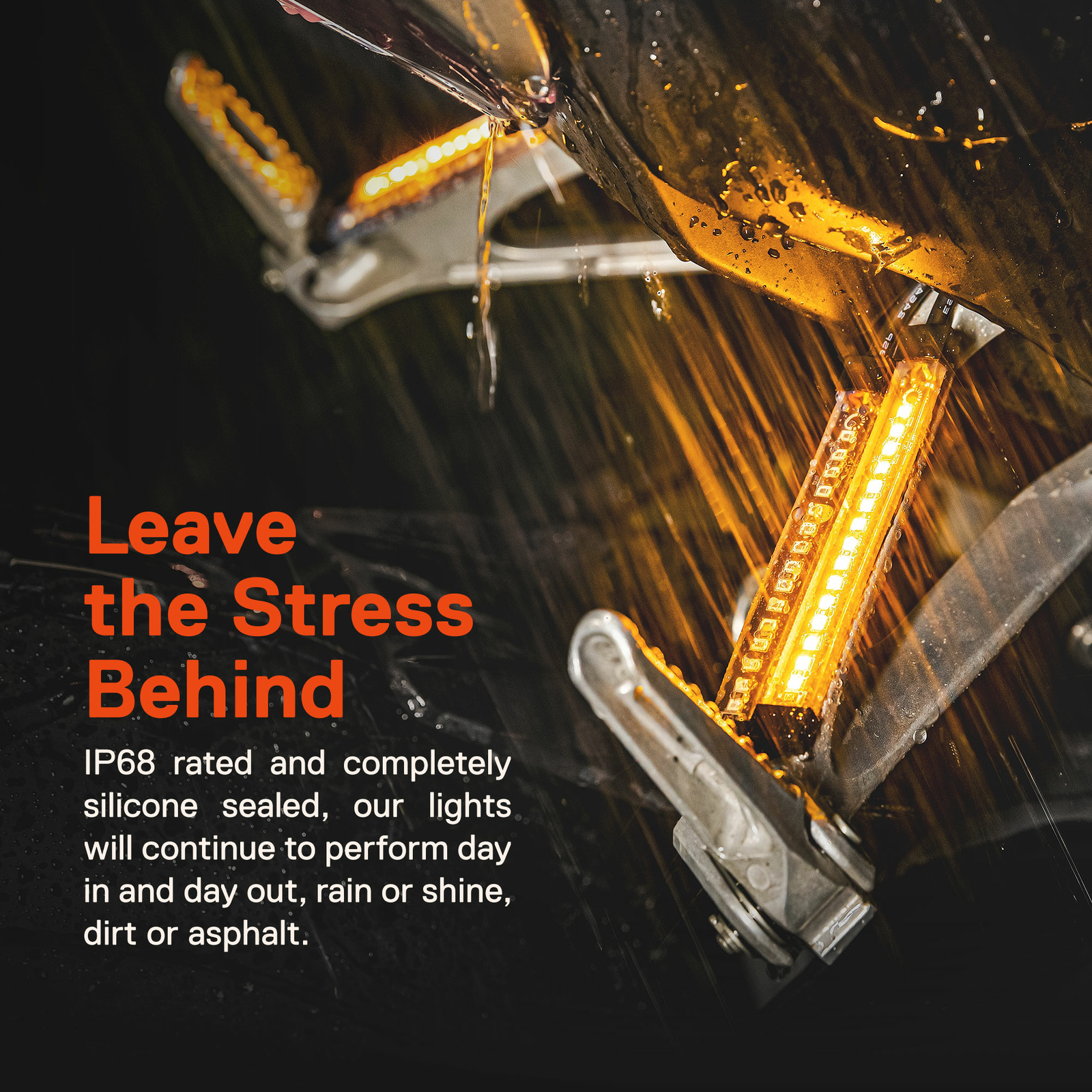 2pc 5" Flexible Motorcycle Amber LED Running & Turn Signal Tail Light Strip Kit