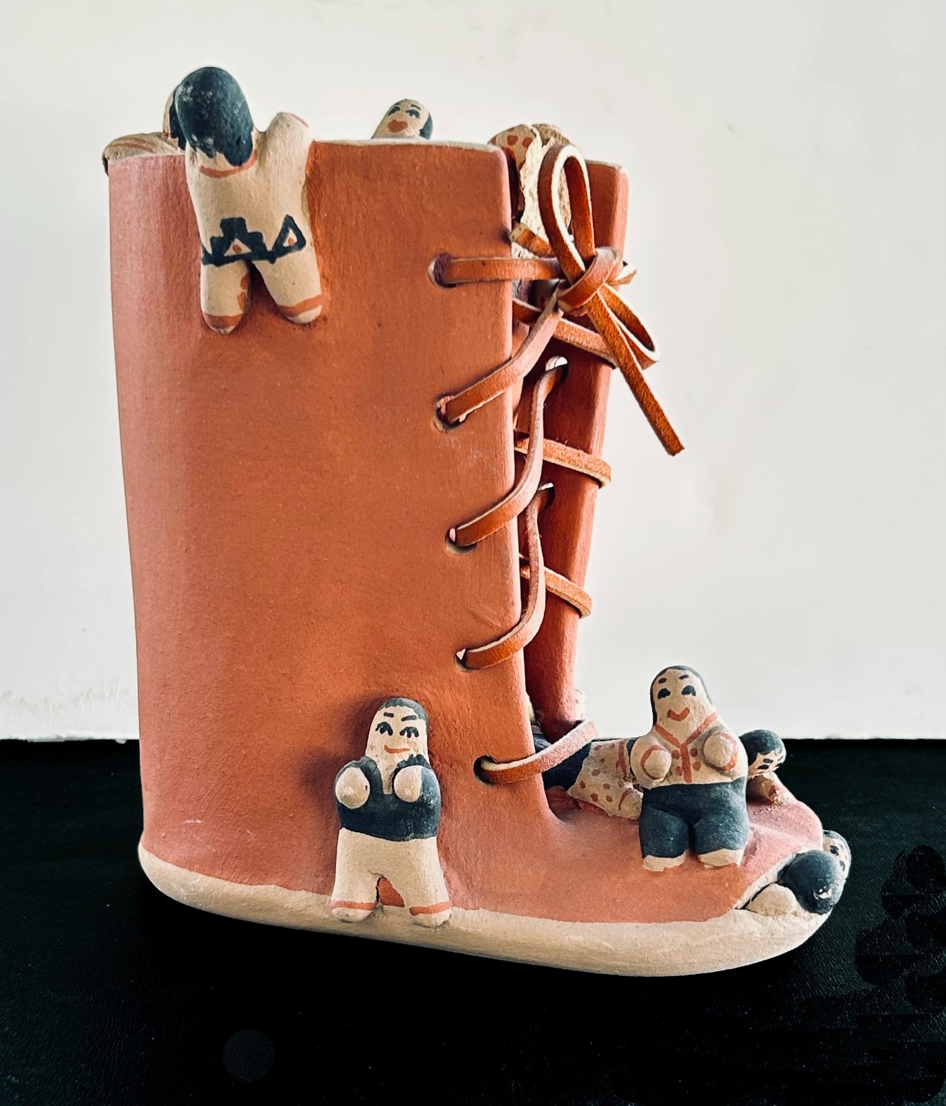 Jemez Pueblo Storyteller Pottery Figure Moccasin Boot Diane Lucero Damaged C610