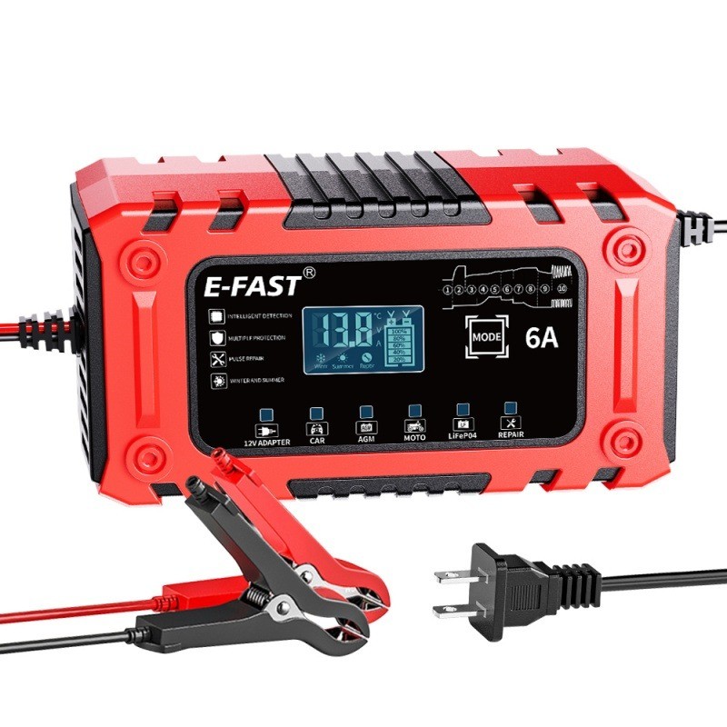 12V 6A Smart Battery Charger w/ Adapter Mode for AGM LiFePO4, Cars,Boat,Truck