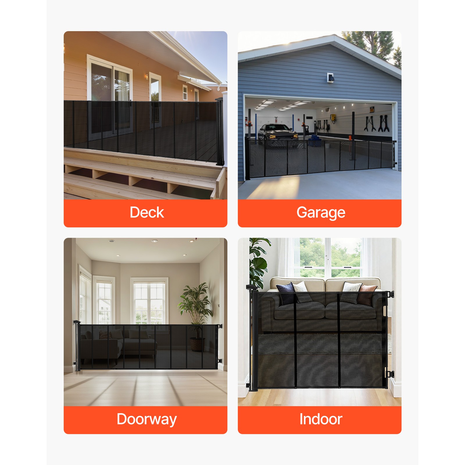 Uimoso Retractable Mesh Gate for Pets and Babies, 202.7 x 39 Inches, Black