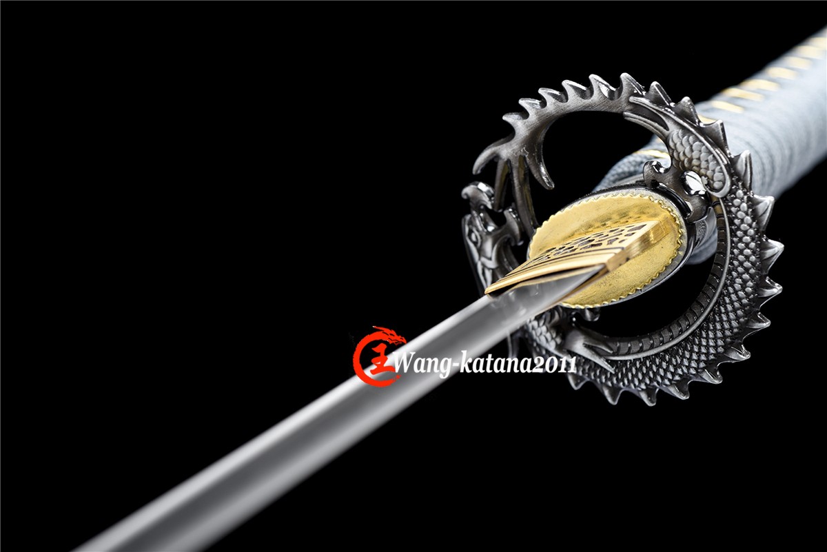 Full Tang Gray Dragon Japanese Samurai Katana Sharp Sword T10Steel Clay Tempered