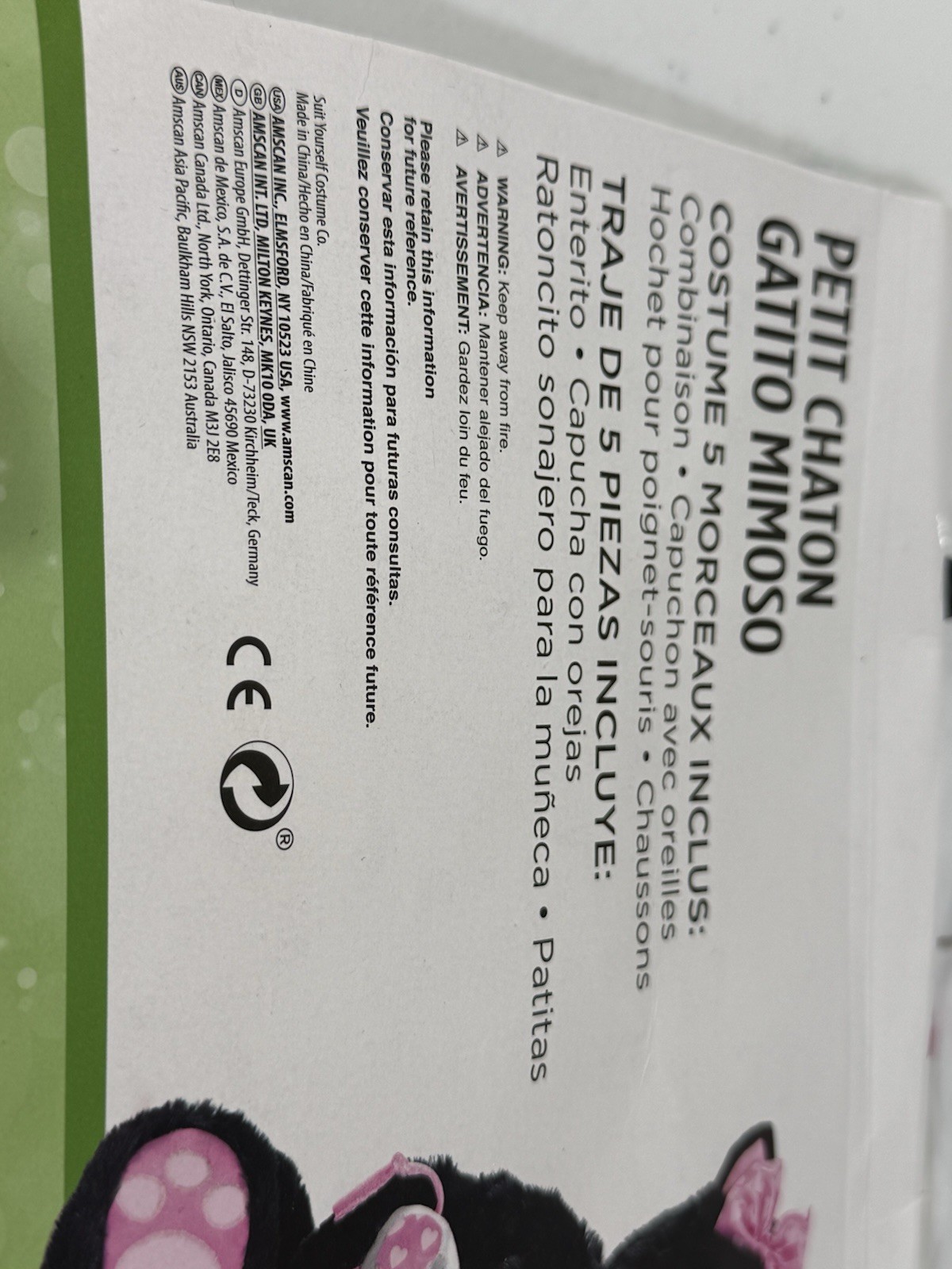 Suit Yourself Costume Itty Vitty Kitty Infant 6M-12M