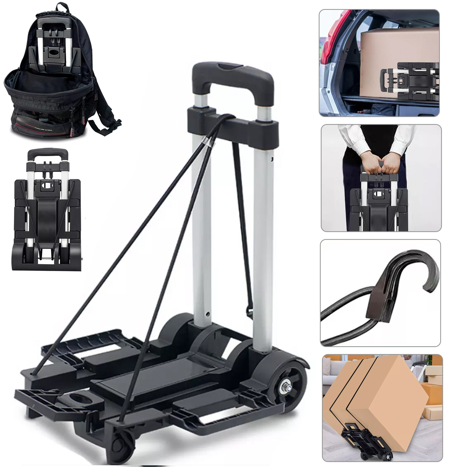 Small Folding Hand Truck Dolly Wheels Lightweight Aluminum Foldable Luggage Cart