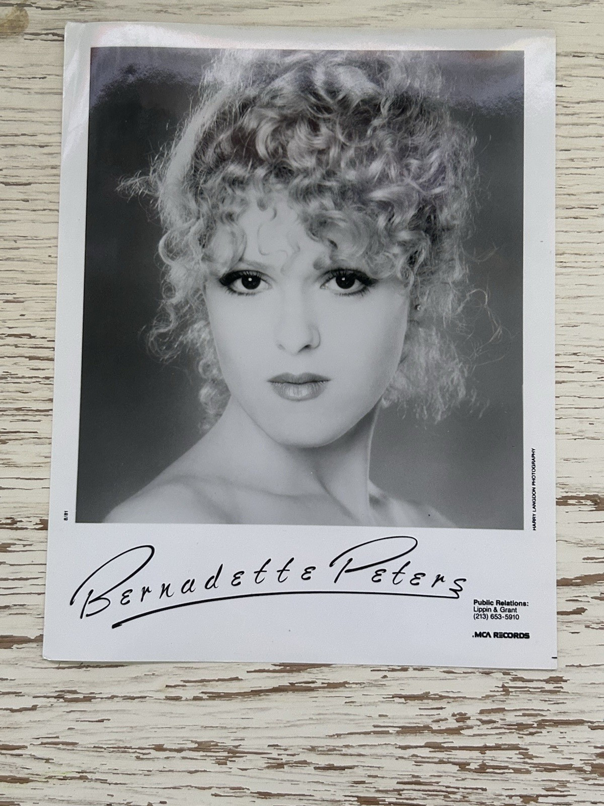 BERNADETTE PETERS Publicity Promo Photo 8x10 MCA RECORDS