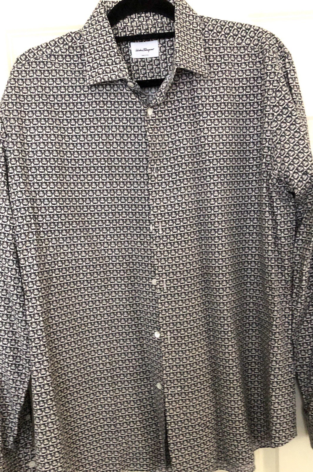 Salvatore Ferragamo Gancini Logo Button Long Sleeve Shirt XXL