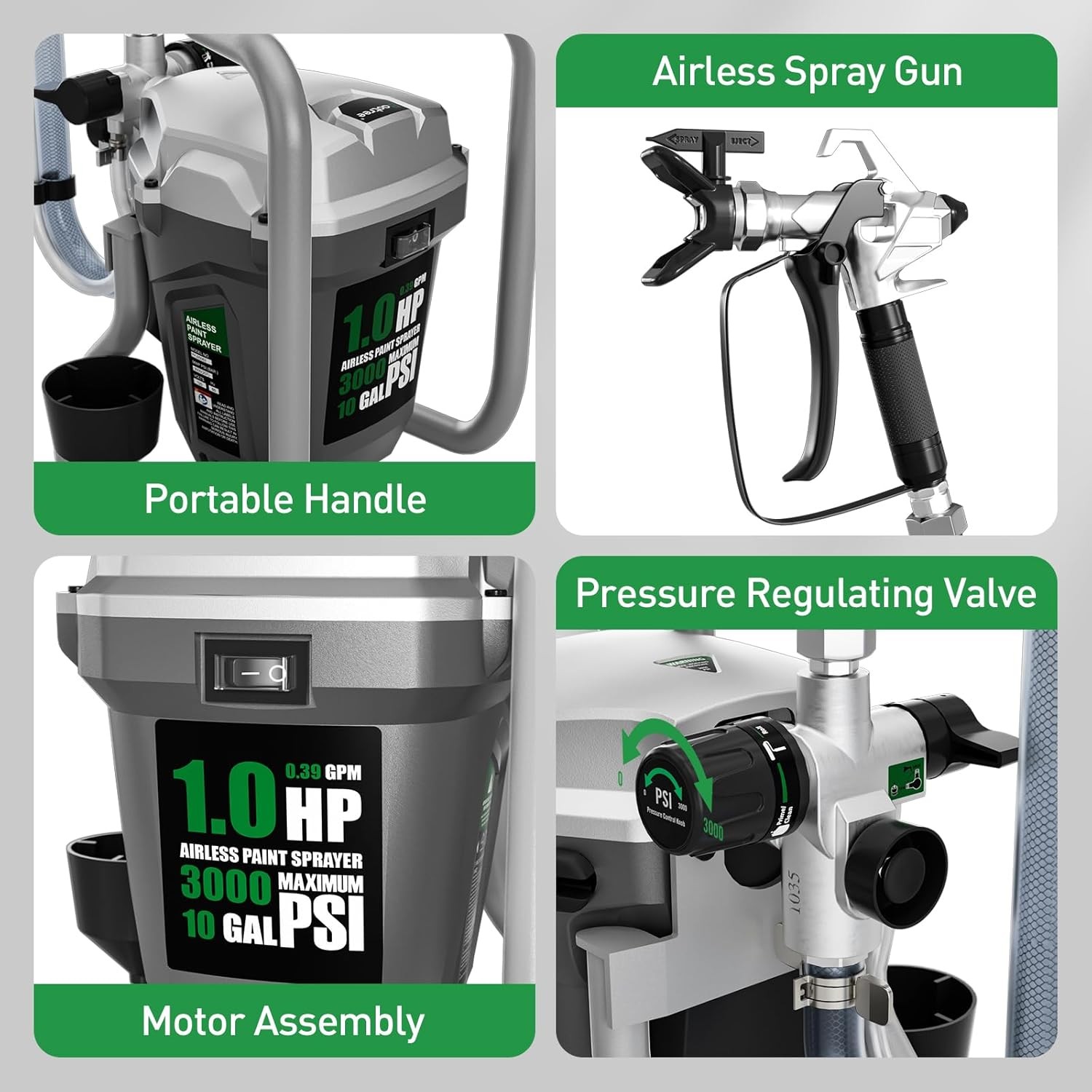 10 Gal High-Pressure Electric Airless Paint Sprayer Thinning-Free Painting Tool