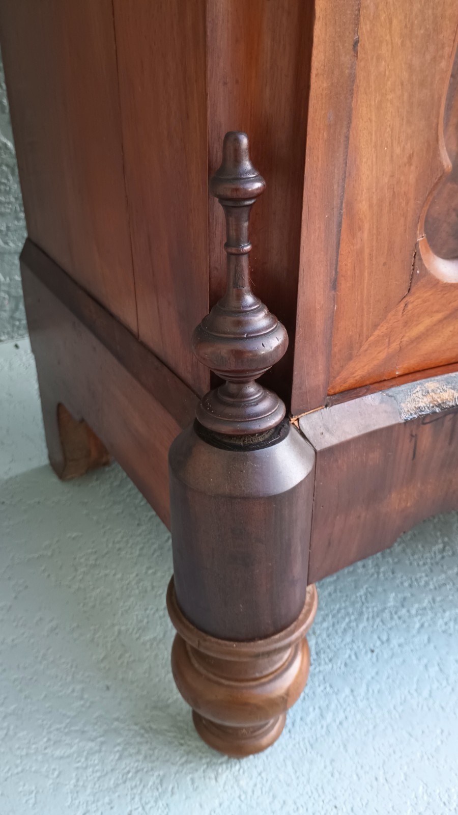 Antique Serpentine Mahogany Dresser Marble Top & Mirror Shelf Entryway Table