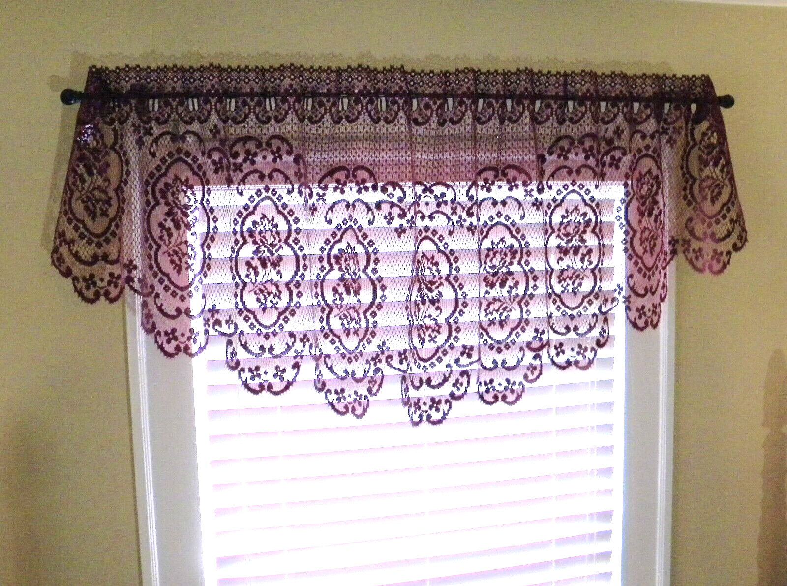 Discontinued Heritage Lace Cameo Rose 60" x 24" Burgundy Festoon Window Valance