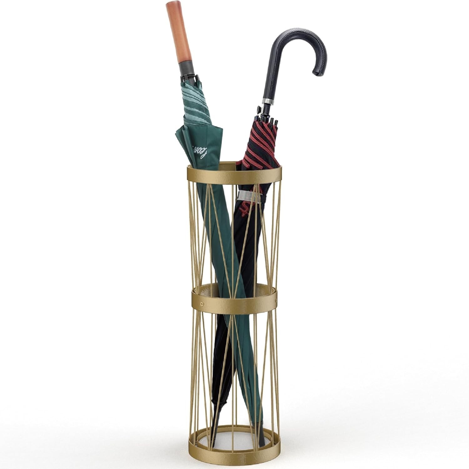 Rustic Modern Umbrella Stand in Gold, Includes Soakstone Water Absorption Tray