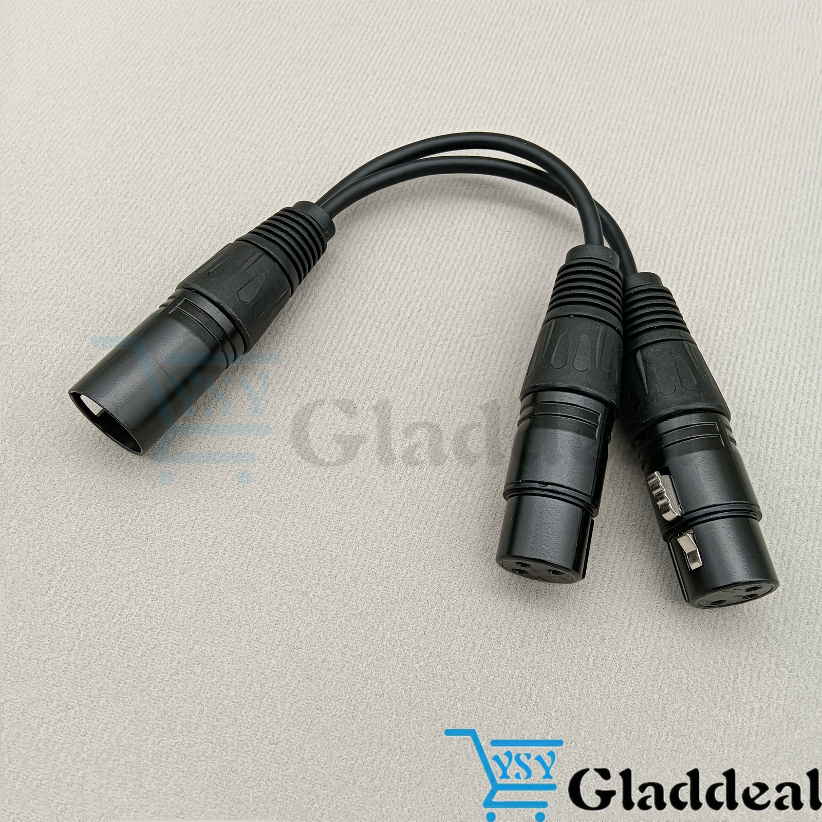 3-Pin XLR Male Plug to Dual 2 Female 16 AWG Jack Y Splitter Mic DJ Cable Adaptor
