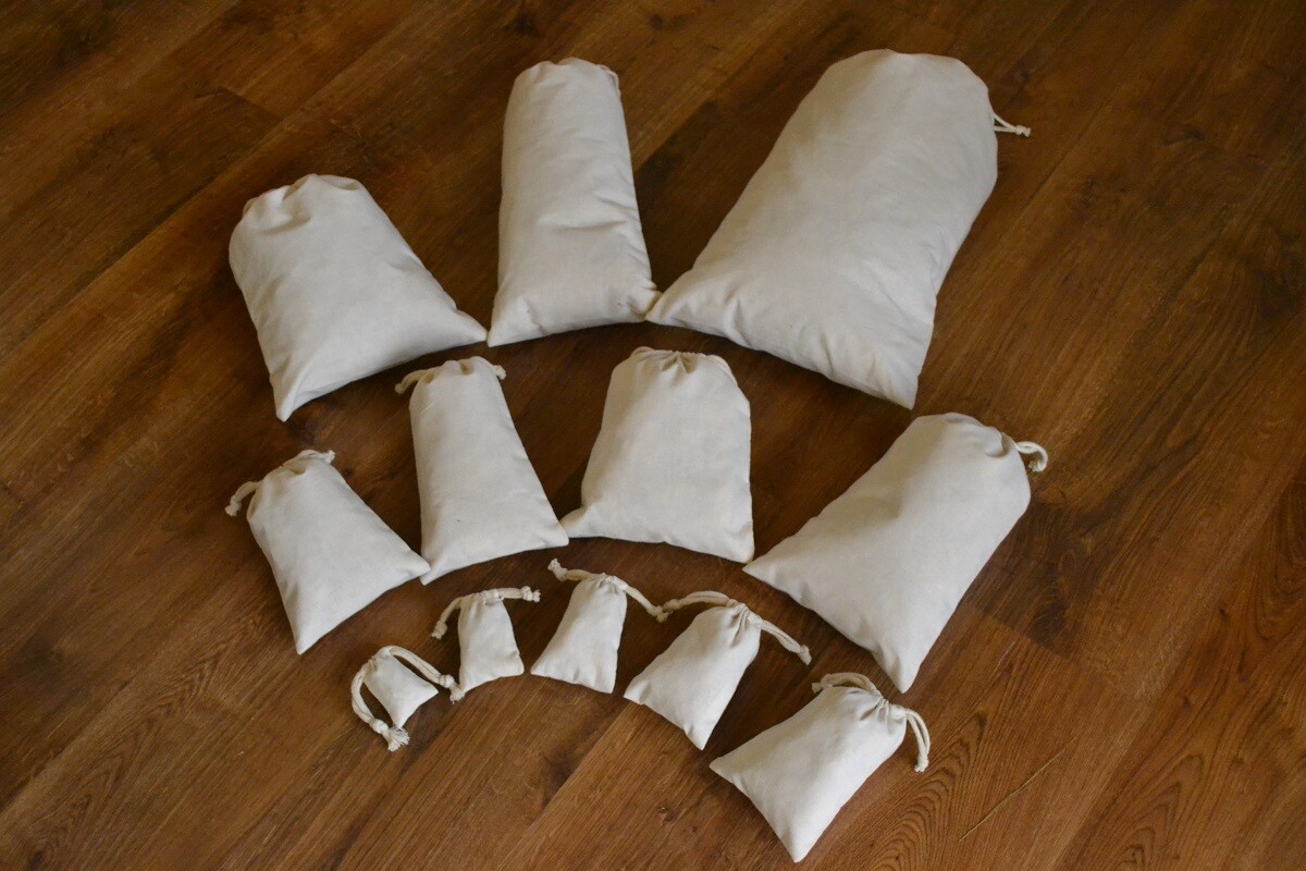 6"x8" Cotton Double Drawstring Muslin Bags (Natural Color)
