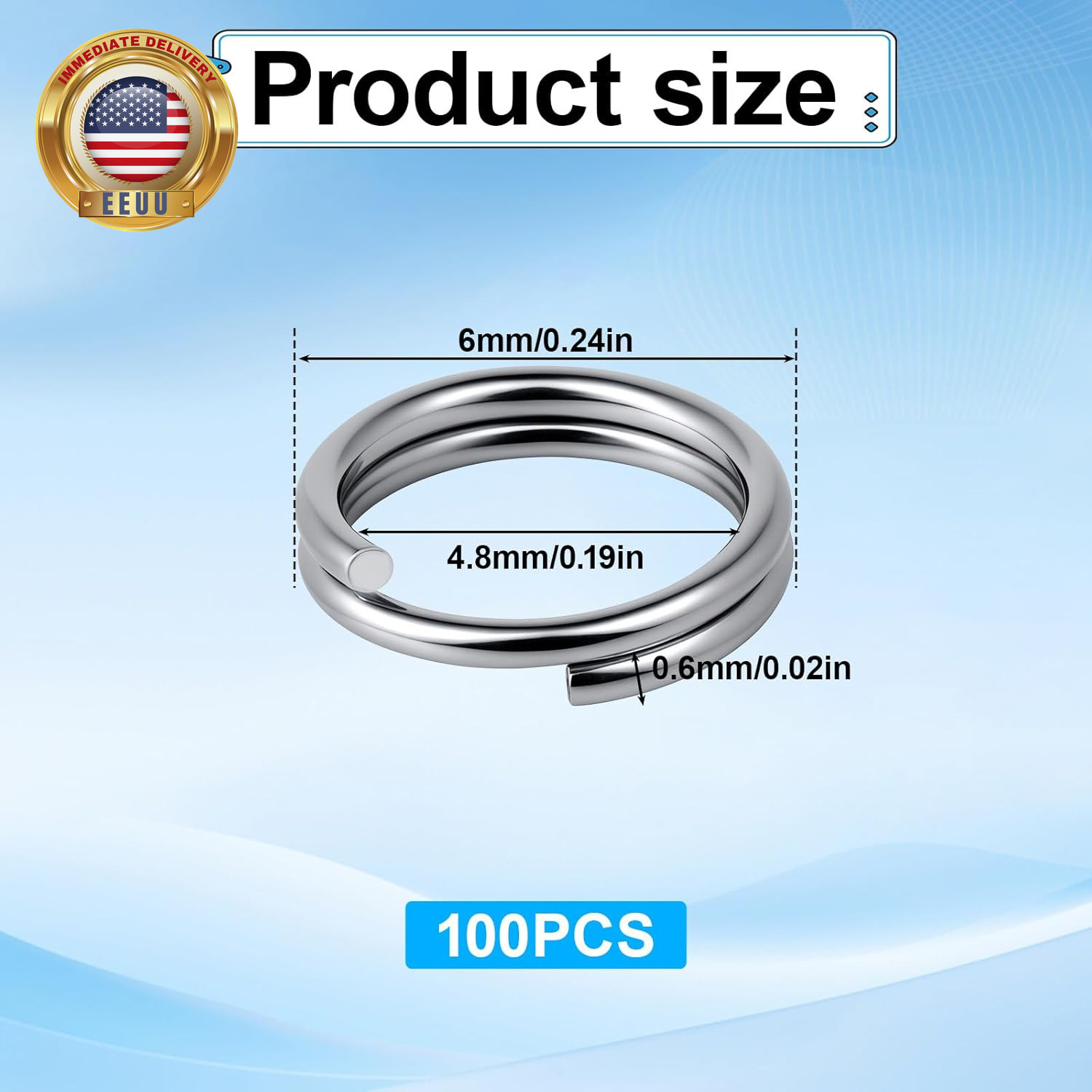 100 PCS Split Key Rings 6Mm, 0.23 Inches Mini Jump Rings, Stainless Steel, Doubl