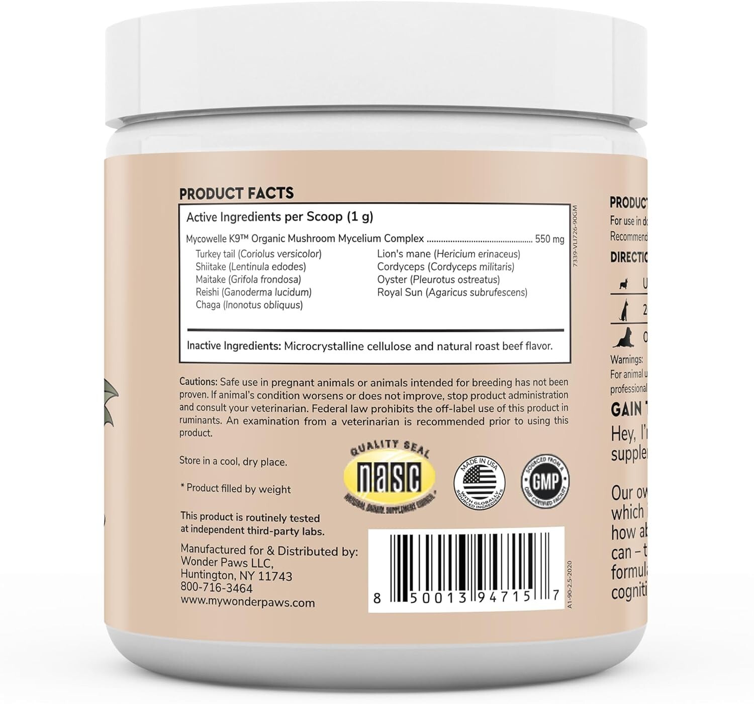 Wonder Paws Immune Support Mushroom Powder for Dogs – 90 Scoops