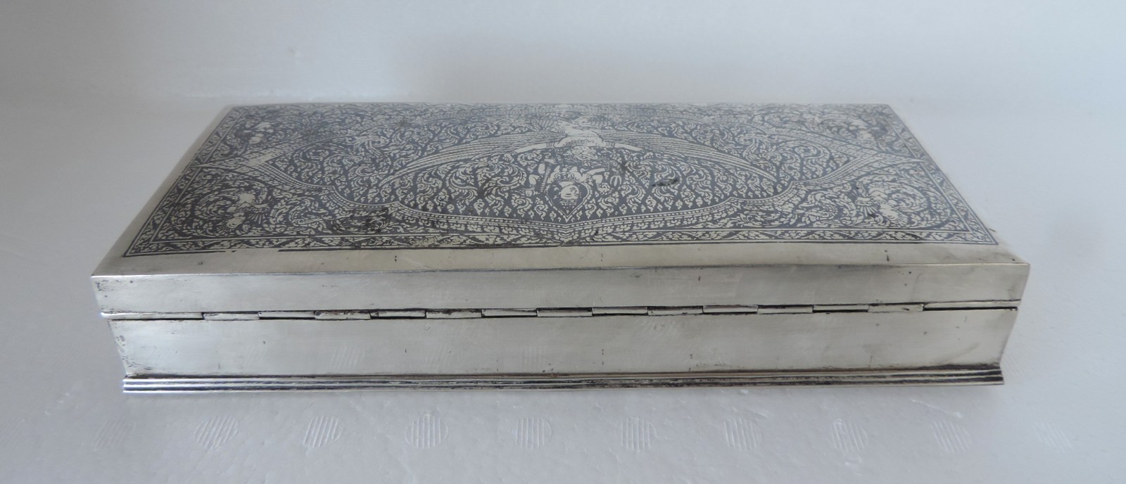 20th Century Thai Siam Sterling Silver & Niello Garuda Box, Bangkok, c.1940 503g