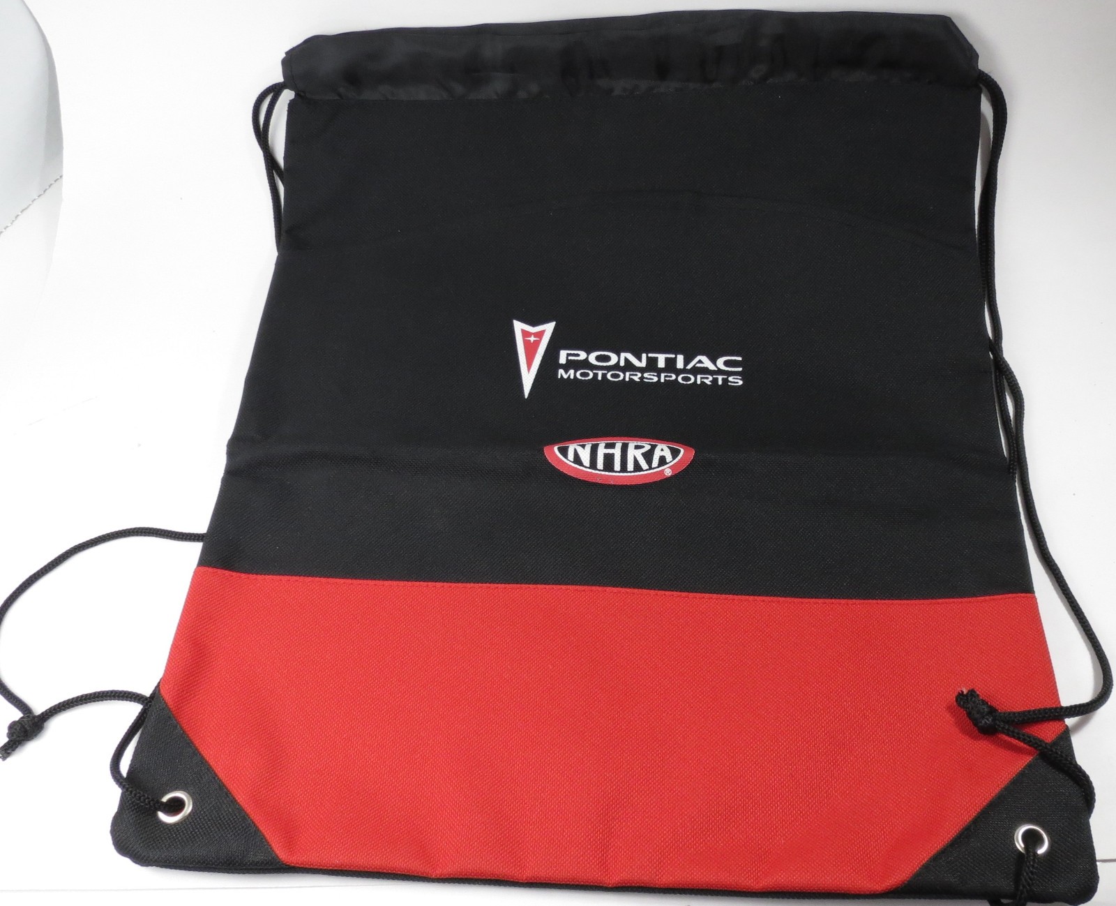 NHRA Pontiac Drawstring Backpack Red and Black NOS