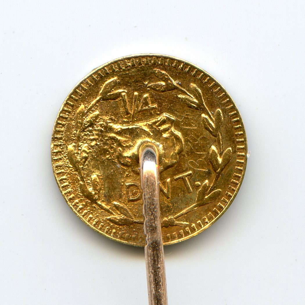 1909 $1/4 AYPE Alaska, California Fractional Gold, Harts Coins of West, Stickpin