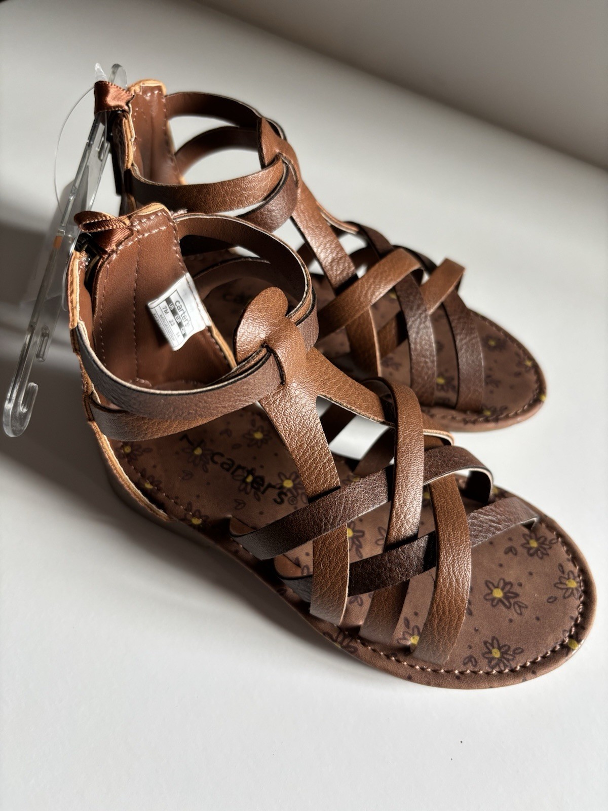 Carters Sz 7 Toddler Girls Strappy Sandals Style: Natalie - Color: Brown NEW $36