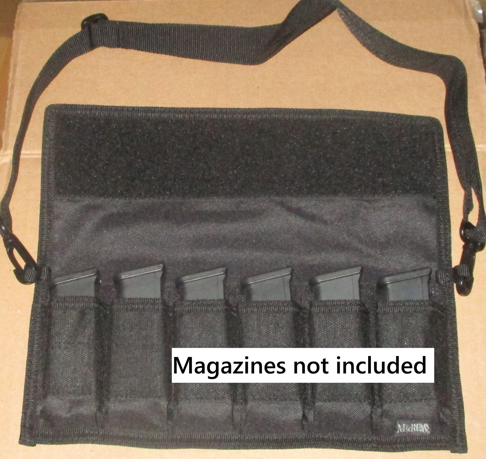 Pistol magazine carrier pouch with shoulder strap - holds 6 mags