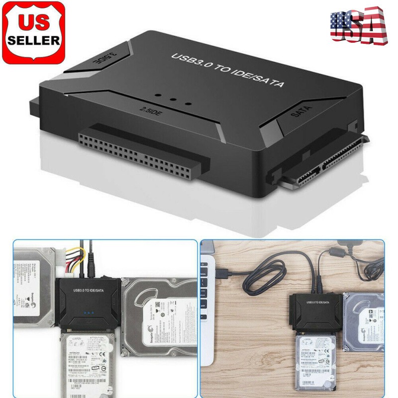 USB 3.0 to IDE & SATA Converter External Hard Drive Adapter Kit 2.5"/3.5" Cable