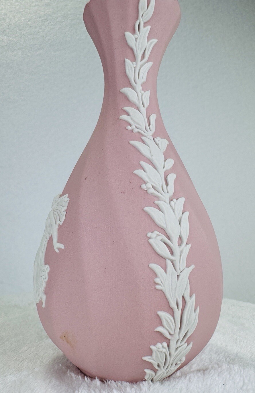 Wedgwood Pink Jasperware Dancing Hours Still Vase Fluted 5.5” Rare Vintage