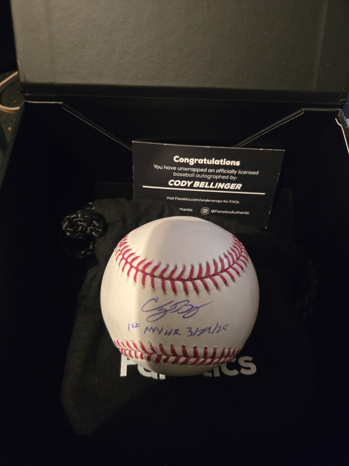 CODY BELLINGER New York Yankees Signed Baseball w/FIRST NYY HR Insc - LE 5 of 10