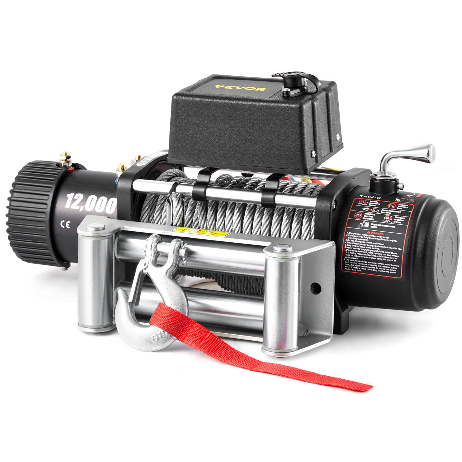 12000LBS Electric Winch 12V 85FT Steel Cable Truck Trailer Towing Off-Road 4WD
