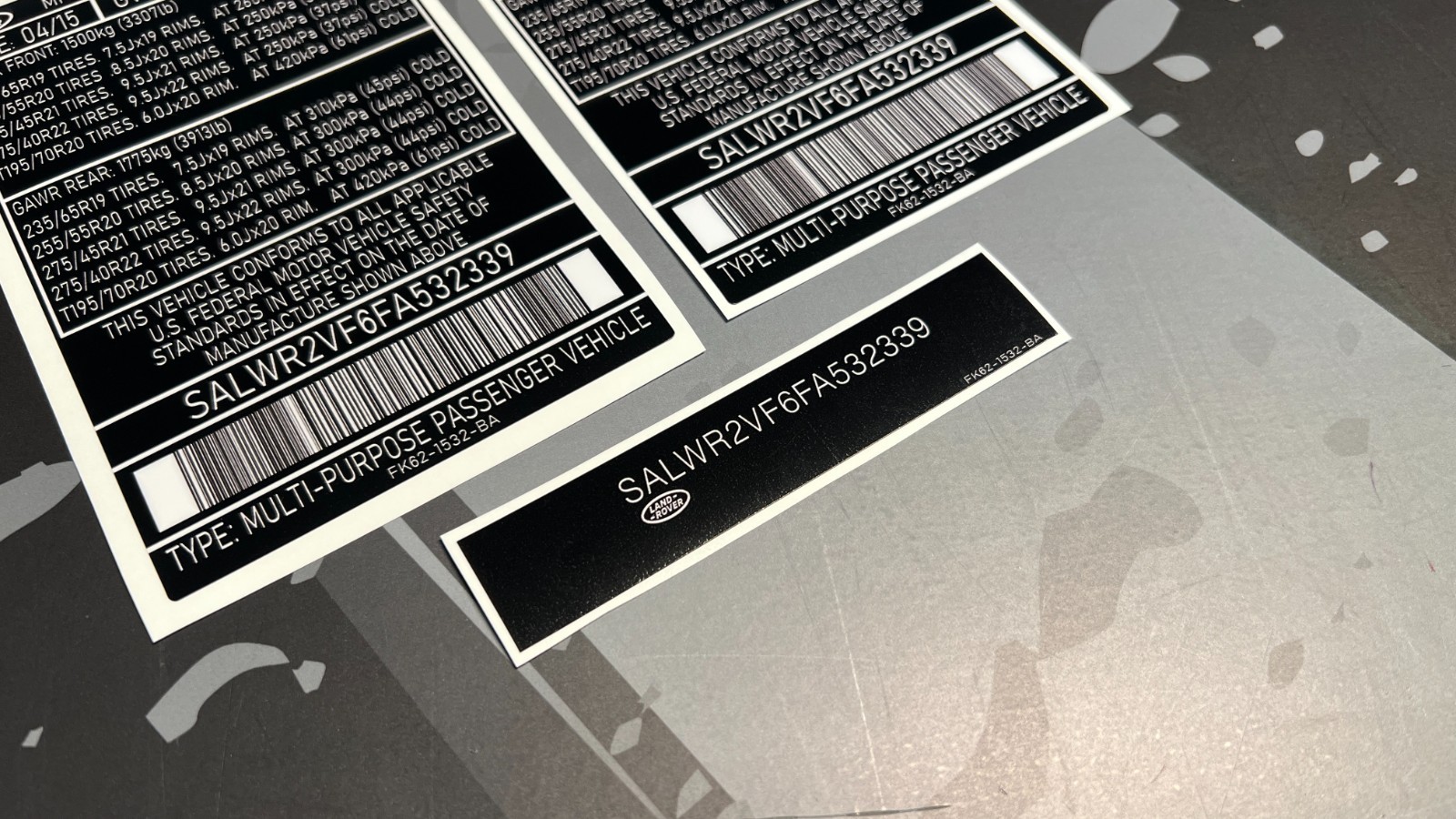 Automobile VIN ID Label Replacement Sticker – Car Identification Decal Set of 4