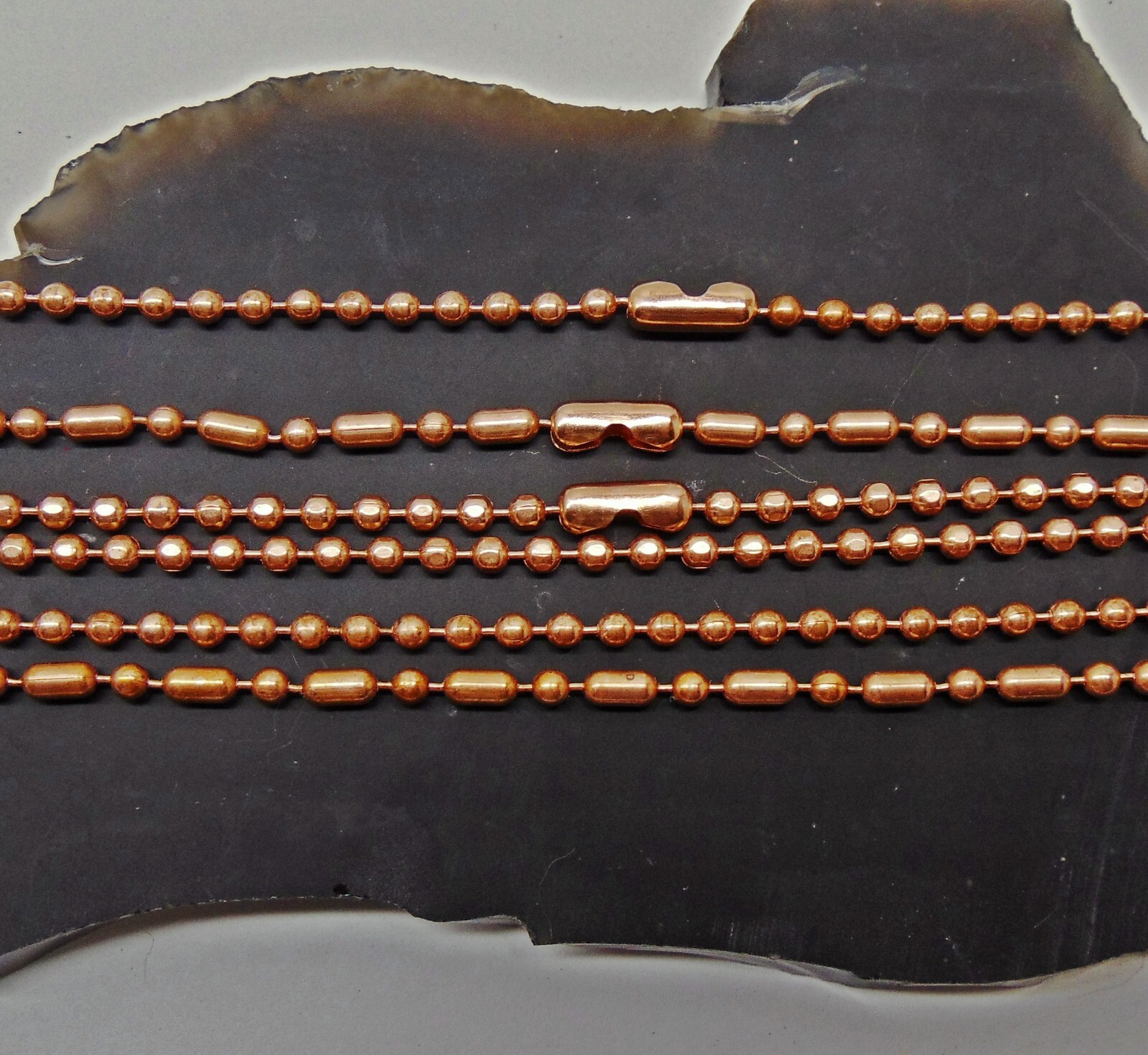 Solid COPPER BALL CHAIN Necklaces ~ 3.2mm bead ~ Round ~ Faceted ~ or Ball +Bar