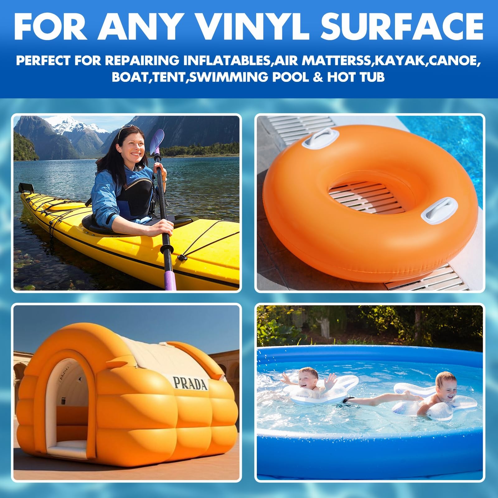 Pool Liner Patch Kit，Air Mattress Patch，Heavy Duty Vinyl Repair Kit for Infla...