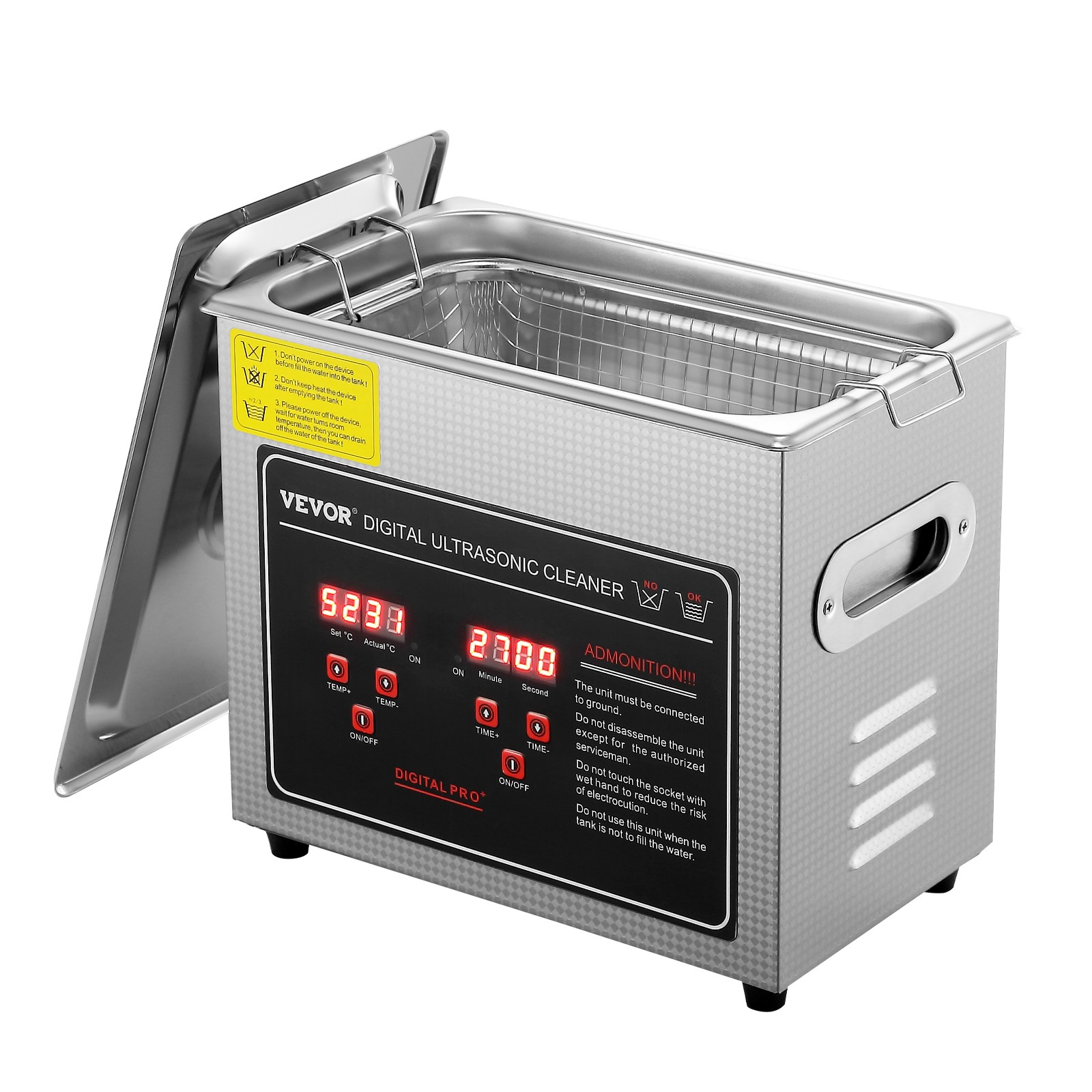 VEVOR 3L Ultrasonic Cleaner with Timer Heating Machine Digital Sonic Cleaner