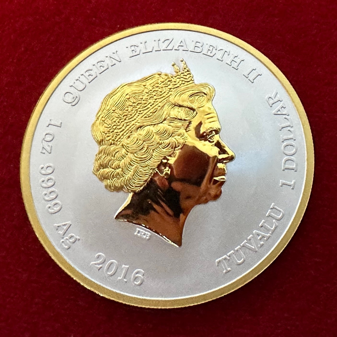 2016 1 Troy OZ .9999 Silver Tuvalu “PEARL HARBOR COIN” w/ 24K Gilding by SFS