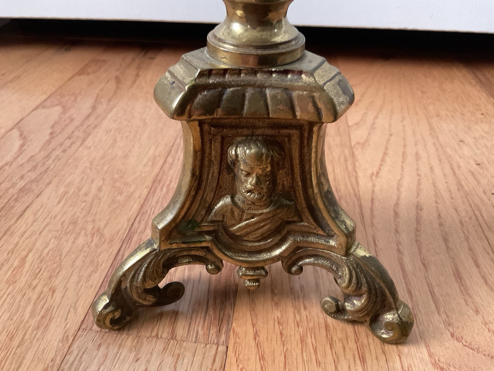 PAIR OF BRASS 16" JMJ HOLY FAMILY ALTAR CANDLE STICKS -175- (CHALICE CO.)