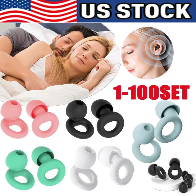 Reusable Silicone Ear Plugs Noise Cancelling Earplugs Protector Study Sleep Swim
