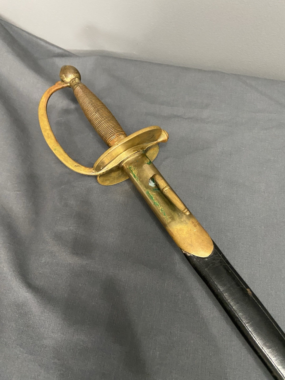 Original Early CIVIL WAR Ames M1840 NCO Sword 1862 w/Repro Leather Scabbard