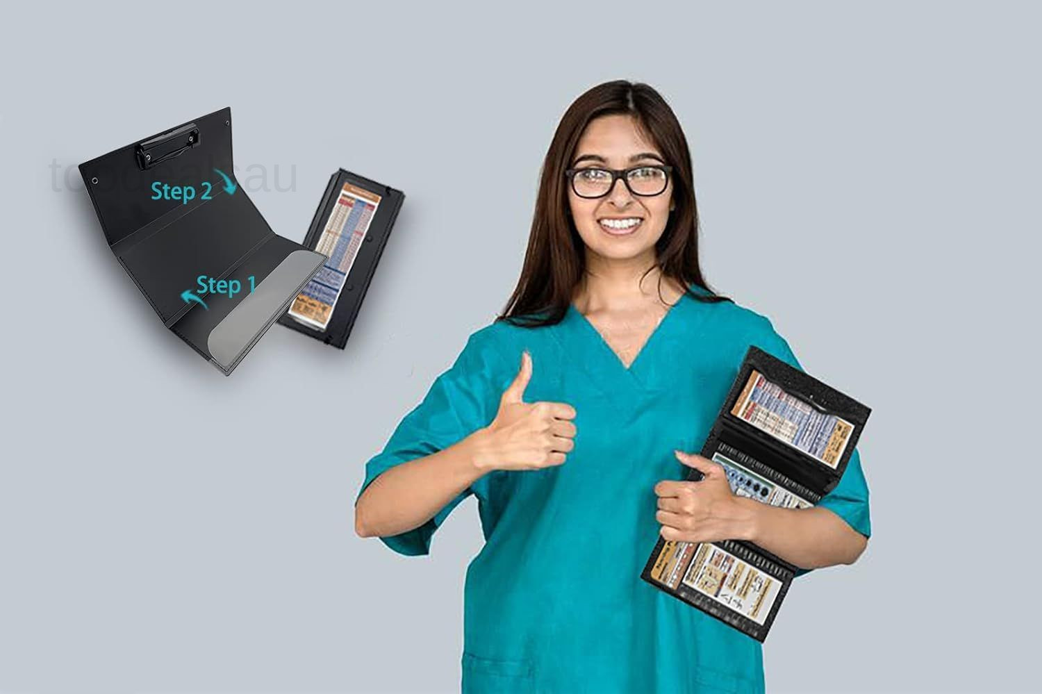 2Packs Nursing Clipboard Foldable, Black Nurse for Medical