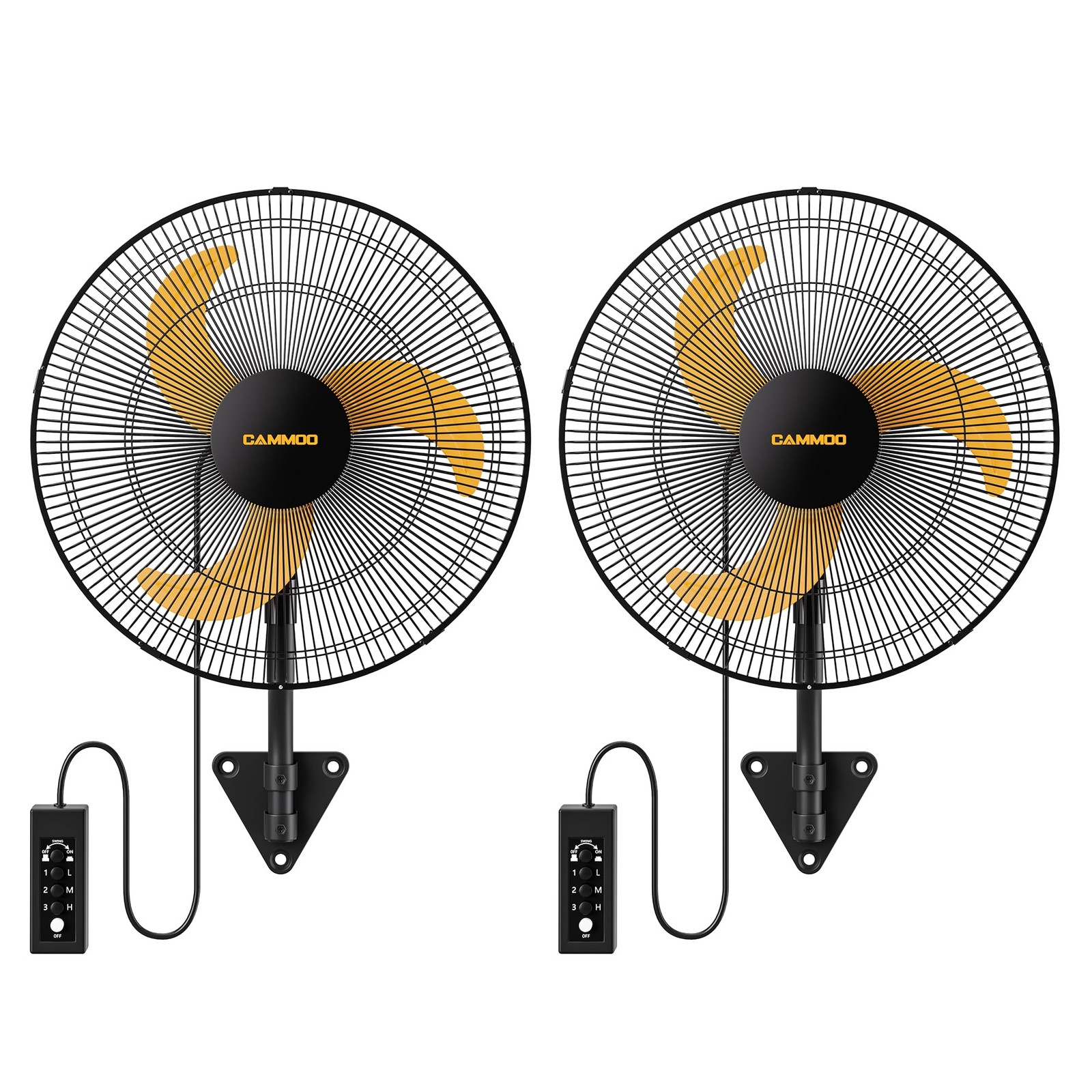 18 Inch Industrial Wall Mount Fan Oscillating with Remote 3-Speed 2 Packs