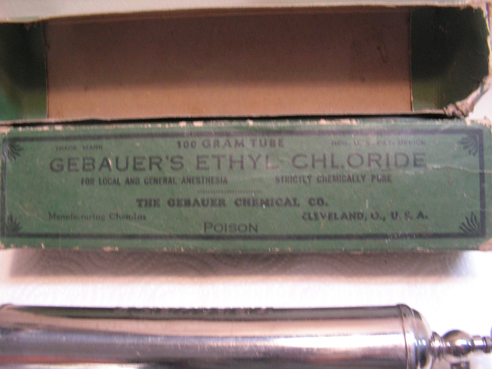 Vintage Gebauer's Ethyl Chloride 100g Tube In Box. TUBE VERY GOOD BOX WORN!