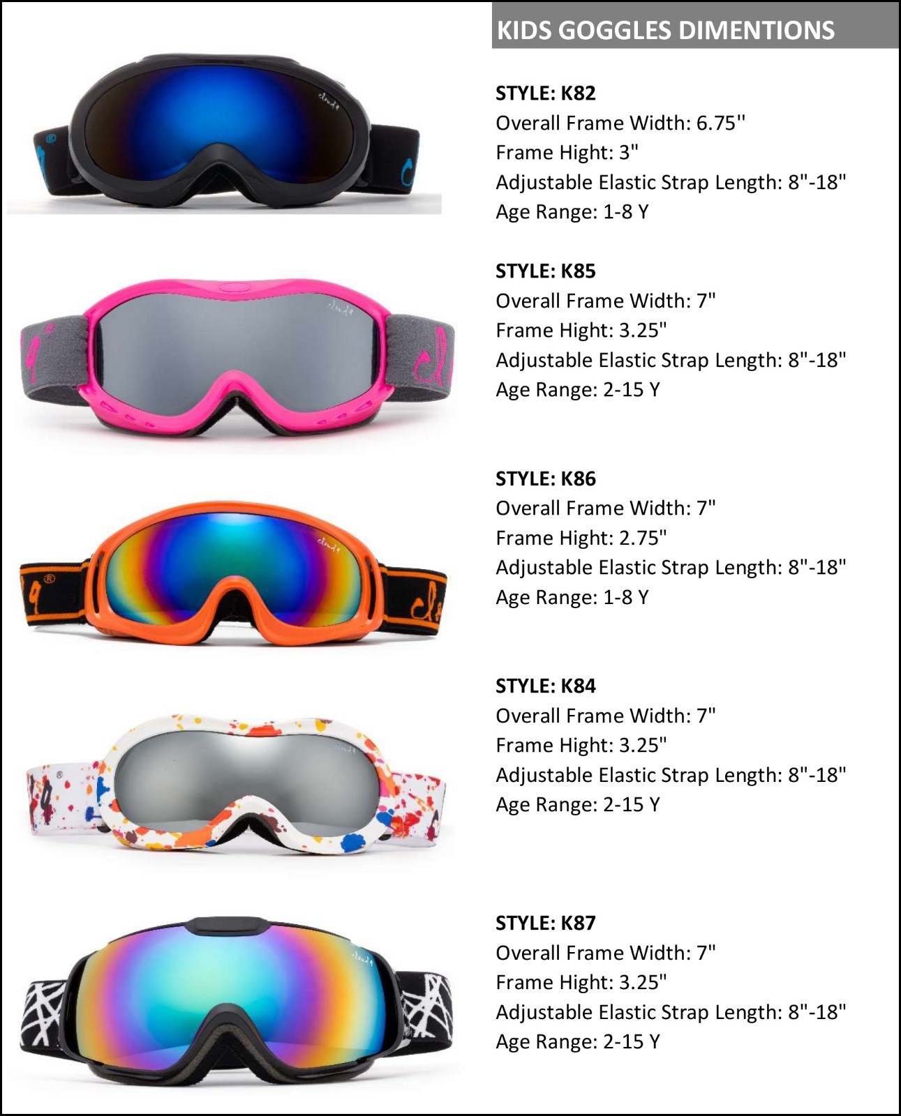 Kids Snow Ski Goggles Youth Goggles Dual Lens Professional Ski Pouch Included!!