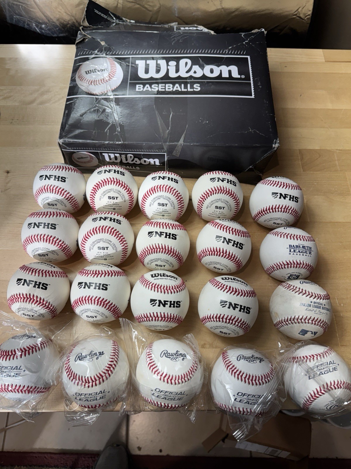 20 Leather Baseballs (13)Wilson A1010HS1-NFHS (5) Rawlings ROLB1X (1) MLB LOT