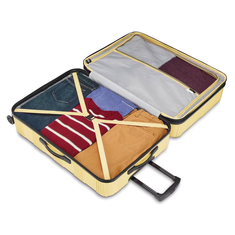 American Tourister Hardside Checked Spinner Suitcase - 28" Yellow