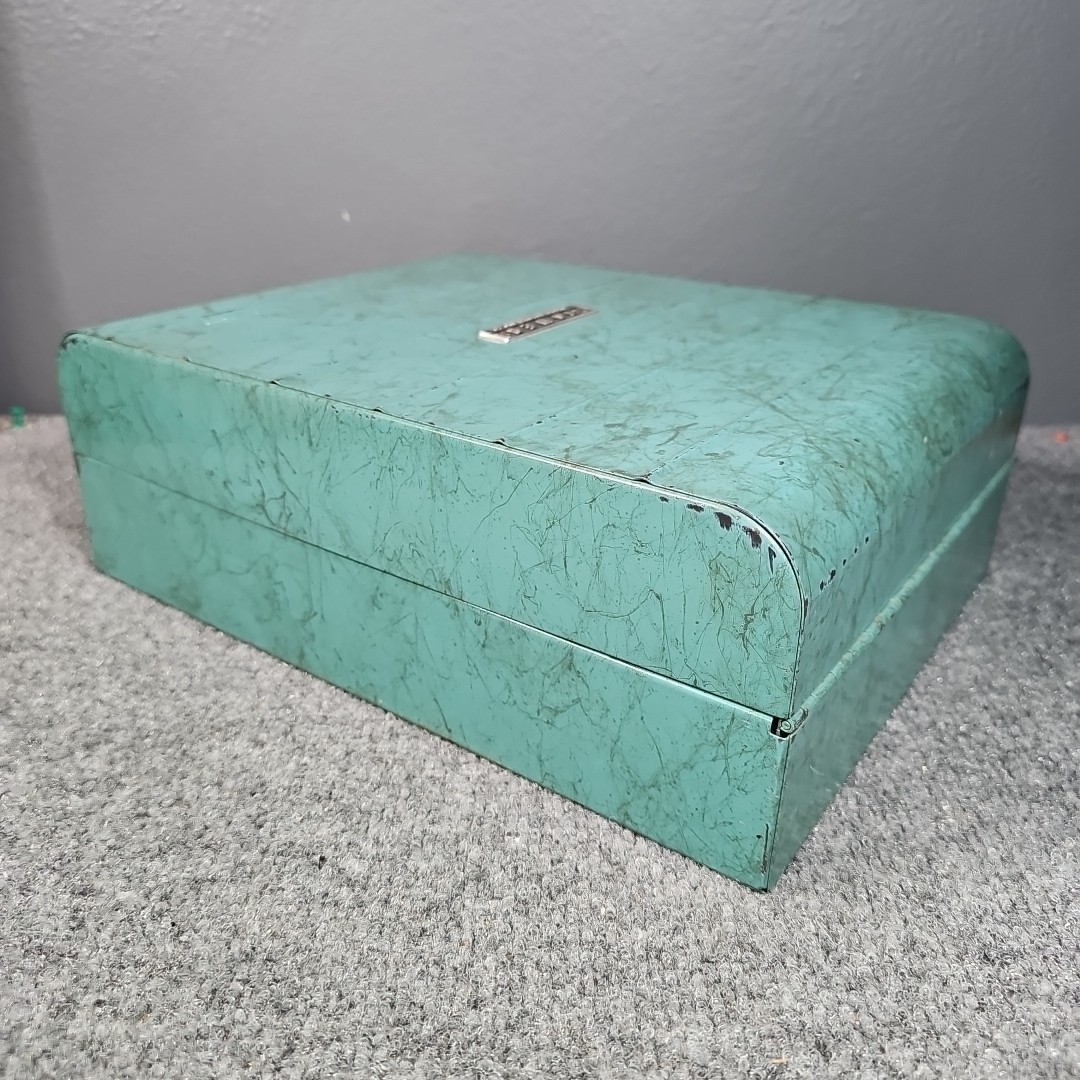 Sears Roebuck And Co. “TOWER” Green Marbled Lock Box No Key Vintage MCM