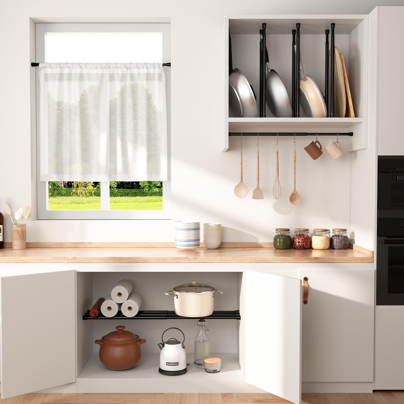 Spring Tension Rod 18-41 Inches No Drilling Adjustable 18-41inch-1P, Black