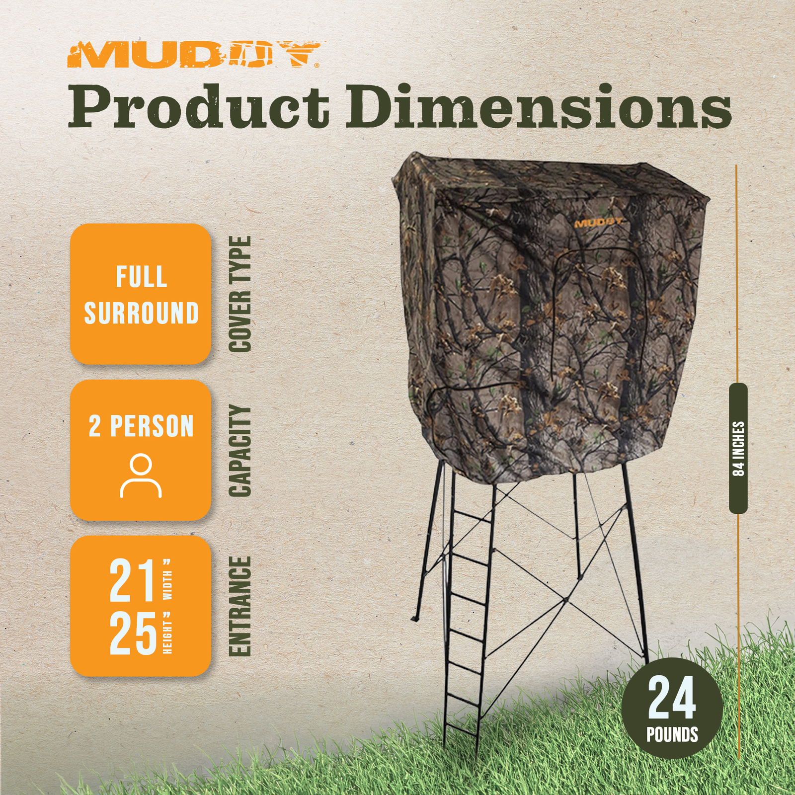 Muddy Steel 7 Foot Tall Quad Pod Blind Kit Roof Enclosure (Open Box)