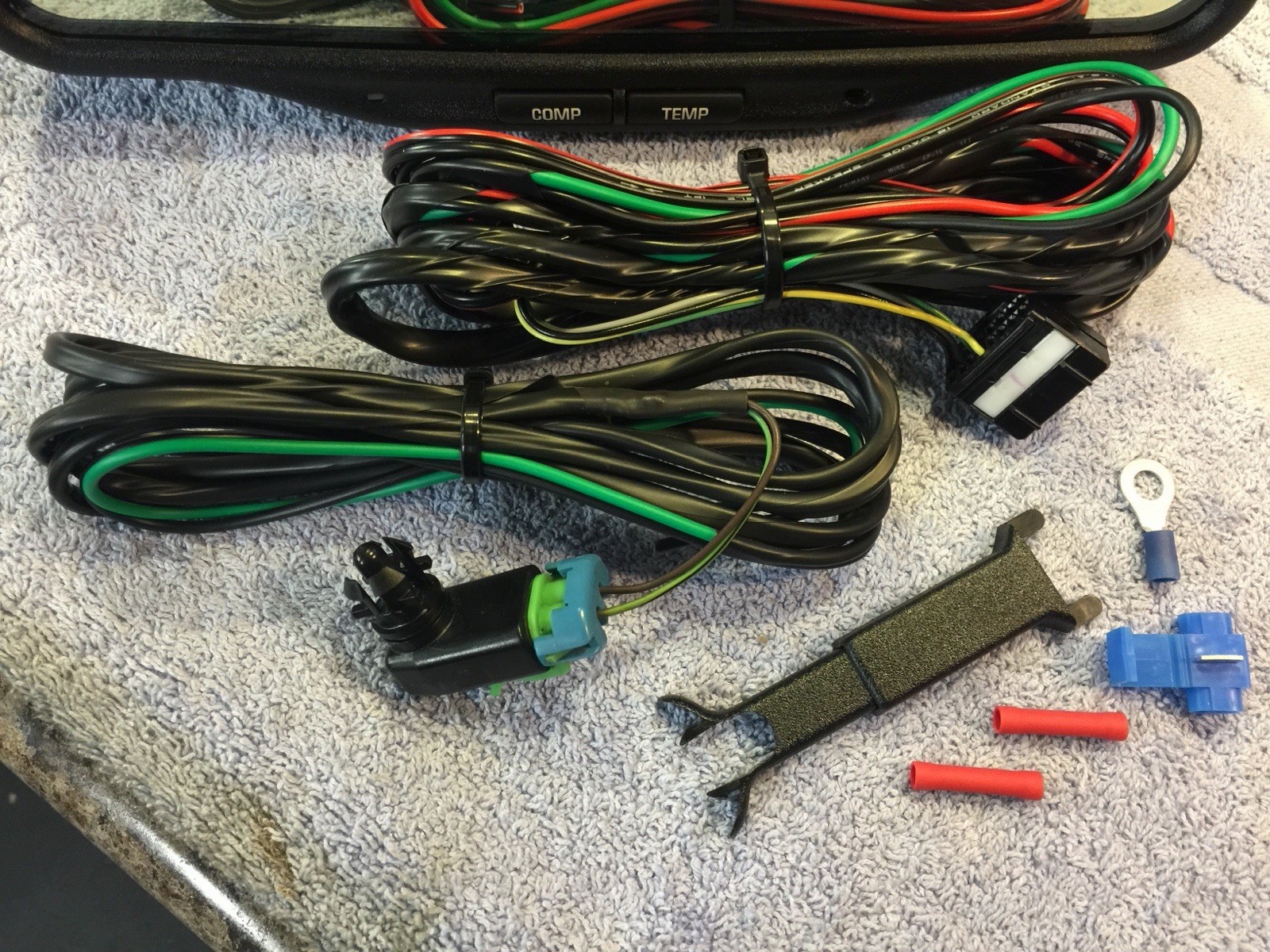 Gentex 261 Auto-Dim Mirror Kit w/ Compass, Temp, Sensor, Wire Harness & Cover